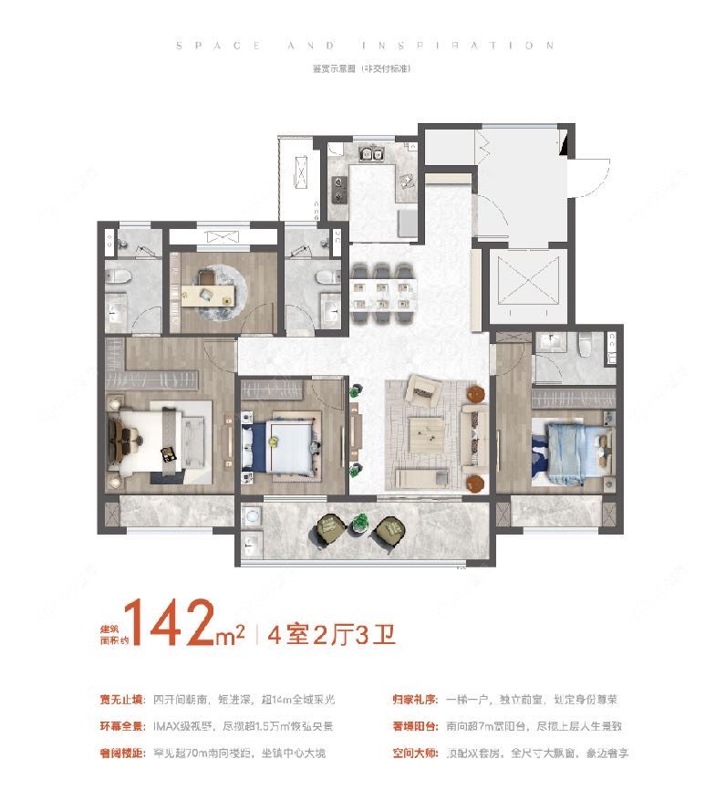 融创华南映建面142户型图