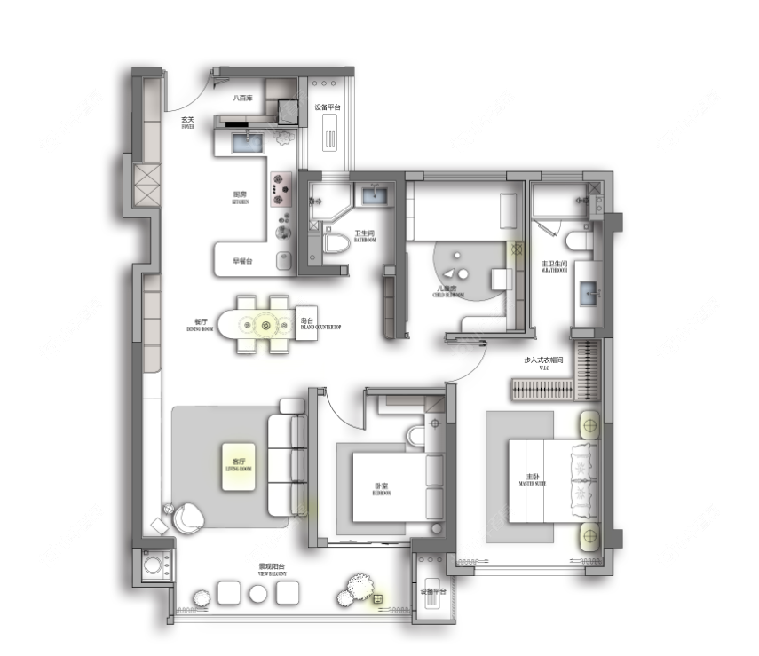 金茂晓棠建面112户型图