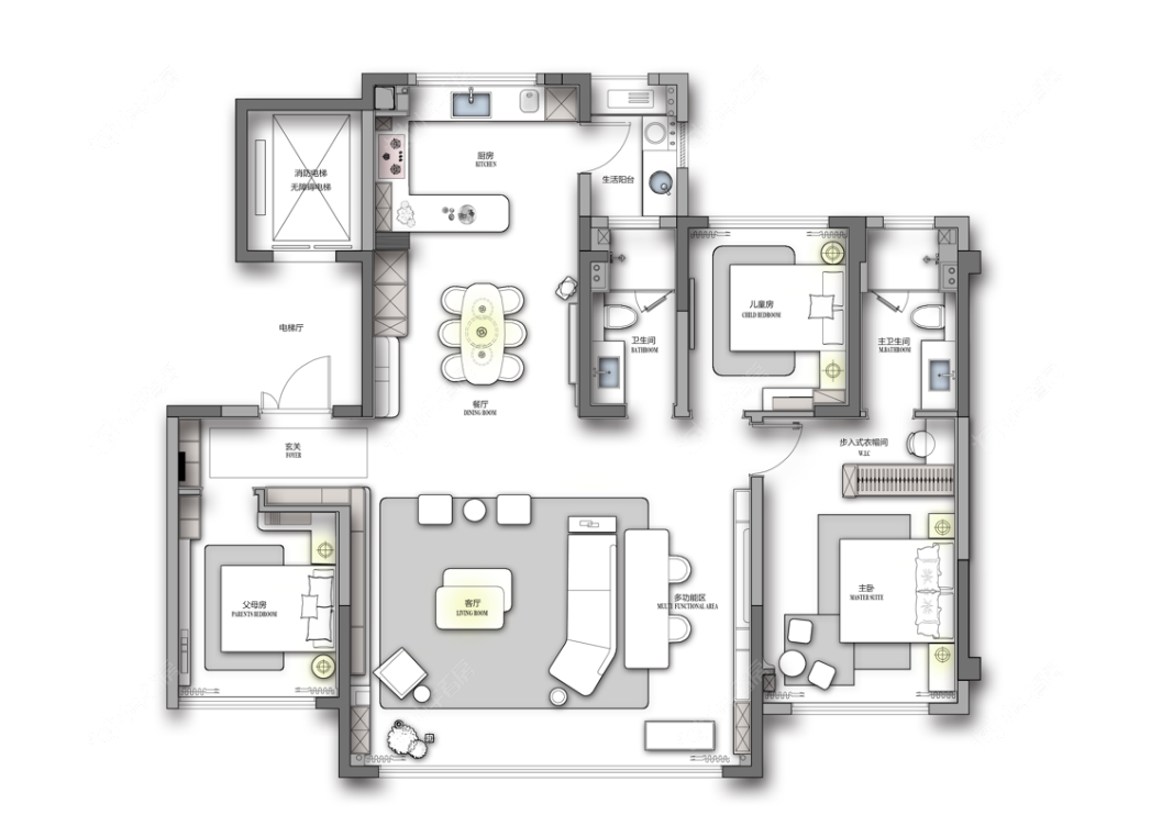 金茂晓棠建面133户型图