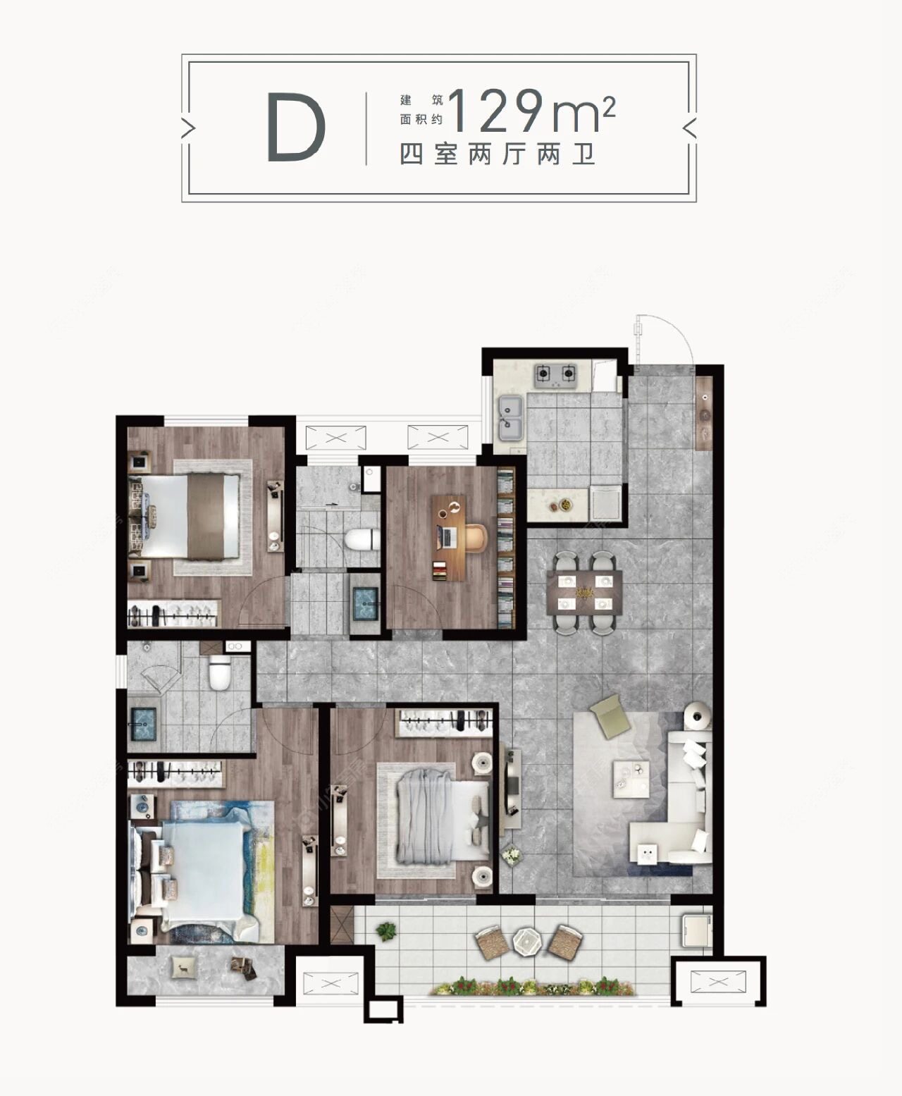 融创华南映建面129户型图